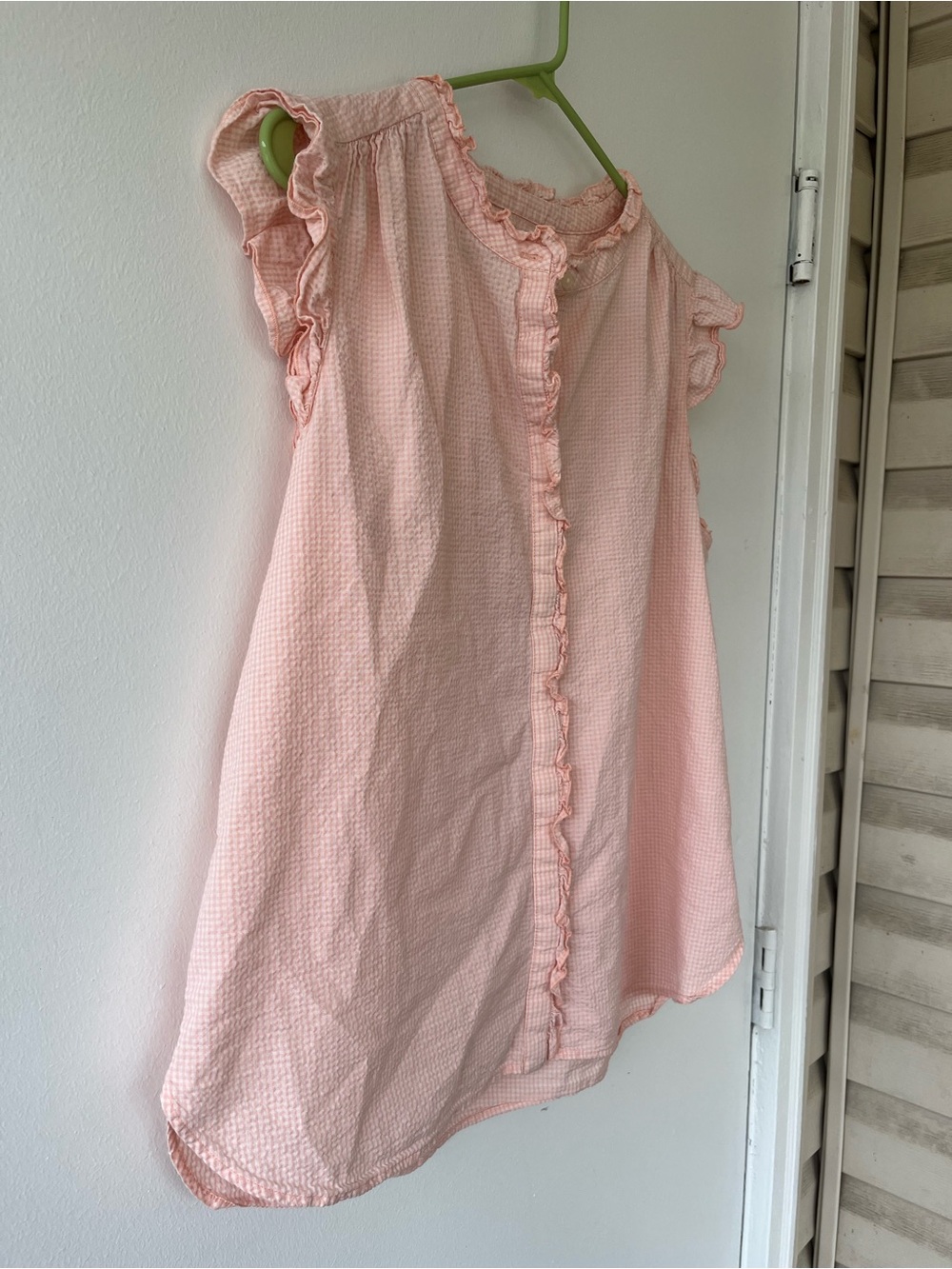 Loft peach gingham blouse - Picture 3 of 7